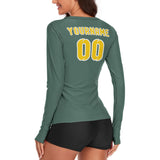 Custom Blue Green Gold Women's Long-Sleeve Shirt