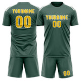 Custom Blue Green Gold Soccer Jersey