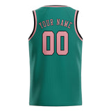 Custom Blue Green & Light Pink Colors Design Sports Basketball Jersey