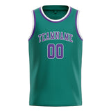 Custom Blue Green & Light Purple Colors Design Sports Basketball Jersey