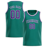 Custom Blue Green & Light Purple Colors Design Sports Basketball Jersey