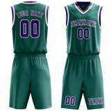 Custom Blue Green Light Purple Basketball Set