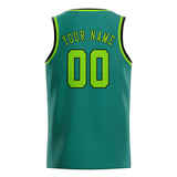 Custom Blue Green & Emerald Green Colors Design Sports Basketball Jersey