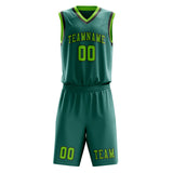Custom Blue Green Emerald Green Basketball Set