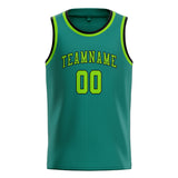 Custom Blue Green & Emerald Green Colors Design Sports Basketball Jersey