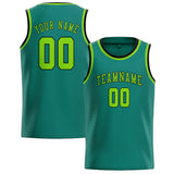 Custom Blue Green & Emerald Green Colors Design Sports Basketball Jersey