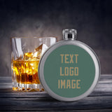Custom Blue Green Light Khaki Hip Flask
