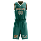 Custom Blue Green Light Khaki Basketball Set
