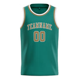Custom Blue Green & Light Khaki Colors Design Sports Basketball Jersey
