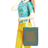 Custom Blue Green Khaki Canvas Tote Bag