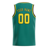 Custom Blue Green & Light Yellow Colors Design Sports Basketball Jersey