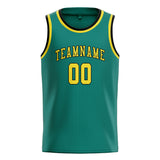 Custom Blue Green & Light Yellow Colors Design Sports Basketball Jersey