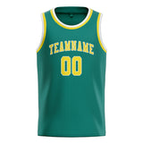 Custom Blue Green & Light Yellow Colors Design Sports Basketball Jersey