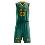 Custom Blue Green Gold Basketball Set