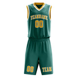 Custom Blue Green Gold Basketball Set