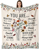 Blanket for Son Gifts, “You Are… Beautiful, Victorious, Strong, Never Alone, Always Loved”, From Parents, Birthday, Graduation, Inspirational