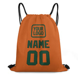 Custom Orange Green Drawstring Bag
