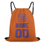 Custom Orange Light Purple Drawstring Bag