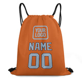Custom Orange Light Blue Drawstring Bag