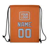 Custom Orange Light Blue Drawstring Bag