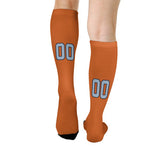Custom Orange Light Blue Knee-High Sock