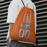 Custom Orange Light Blue Drawstring Bag