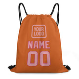 Custom Orange Light Pink Drawstring Bag