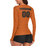Custom Orange Brown Women's Long-Sleeve Shirt