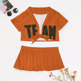 Custom Orange Olive Cheerleading Uniform Set