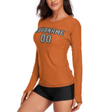 Custom Orange Gray Women's Long-Sleeve Shirt