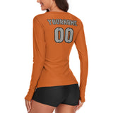 Custom Orange Gray Women's Long-Sleeve Shirt