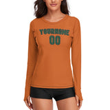 Custom Orange Green Women's Long-Sleeve Shirt