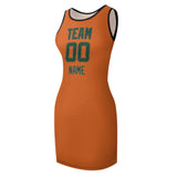 Custom Orange Green Sleeveless Vest Dress