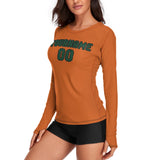 Custom Orange Green Women's Long-Sleeve Shirt