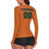 Custom Orange Green Women's Long-Sleeve Shirt