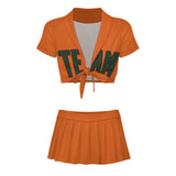 Custom Orange Dark Green Cheerleading Uniform Set