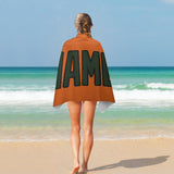 Custom Orange Dark Green Beach Towel
