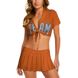 Custom Orange Light Blue Cheerleading Uniform Set