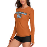 Custom Orange Light Blue Women's Long-Sleeve Shirt