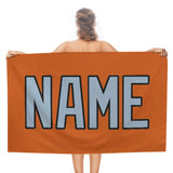 Custom Orange Light Blue Beach Towel