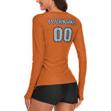 Custom Orange Light Blue Women's Long-Sleeve Shirt