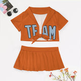 Custom Orange Light Blue Cheerleading Uniform Set