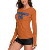 Custom Orange Sky Blue Women's Long-Sleeve Shirt