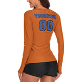 Custom Orange Sky Blue Women's Long-Sleeve Shirt