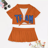 Custom Orange Sky Blue Cheerleading Uniform Set