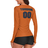 Custom Orange Blue Women's Long-Sleeve Shirt