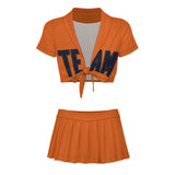 Custom Orange Navy Cheerleading Uniform Set