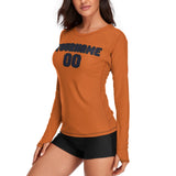 Custom Orange Navy Women's Long-Sleeve Shirt