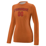 Custom Orange Orange Red Women's Long-Sleeve Shirt