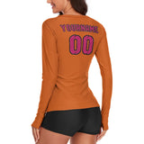 Custom Orange Pink Women's Long-Sleeve Shirt